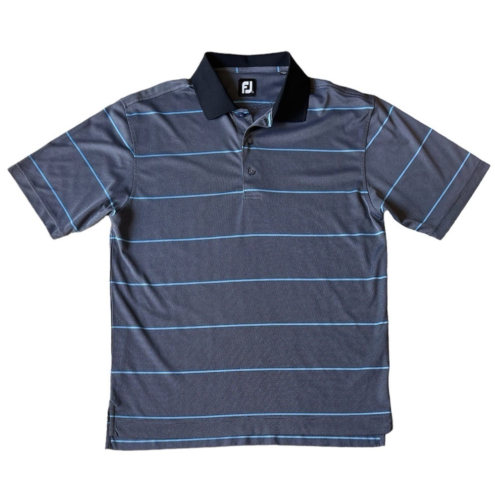 FootJoy Men’s Grey & Blue Stripe Polo Golf Shirt Size Large